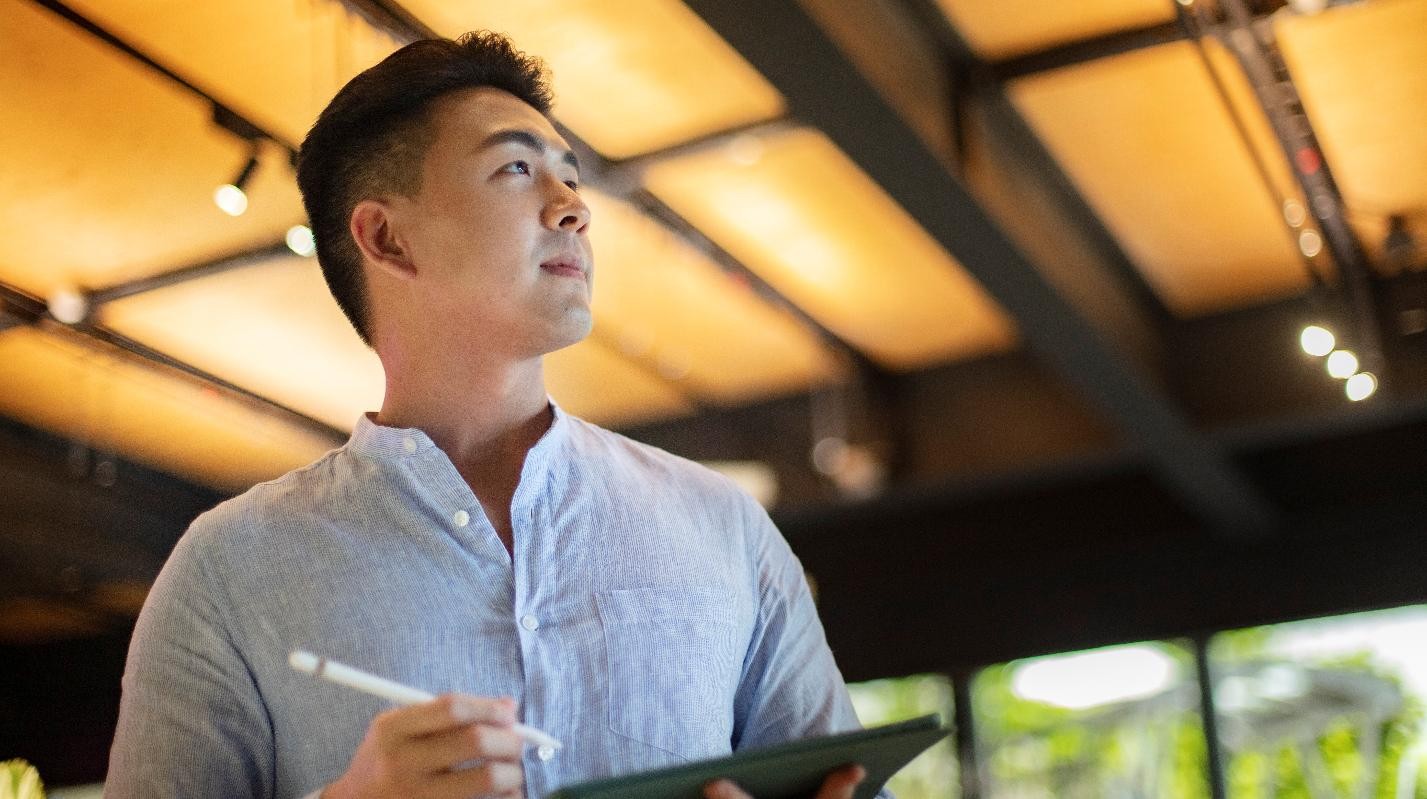 Man looking up